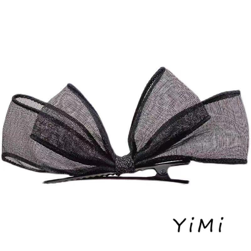 Kẹp Tóc Nơ Lưới Ba Chiều Màu Đen Phong Cách Lolita