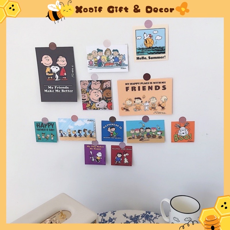 Set 12 tấm postcard Snoopy cute decor phòng