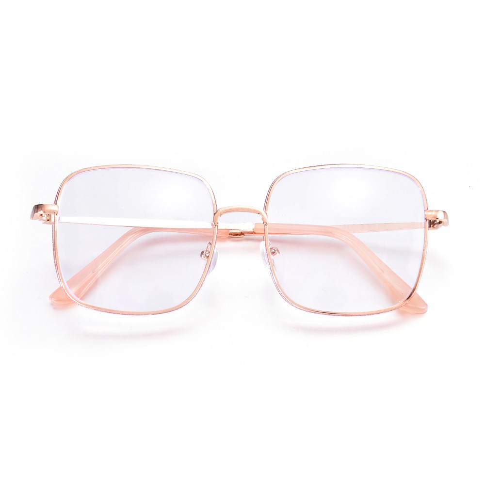 Mắt Kính Gọng Kim Loại Tròng Lớn Chống Bức Xạ Thời Trang