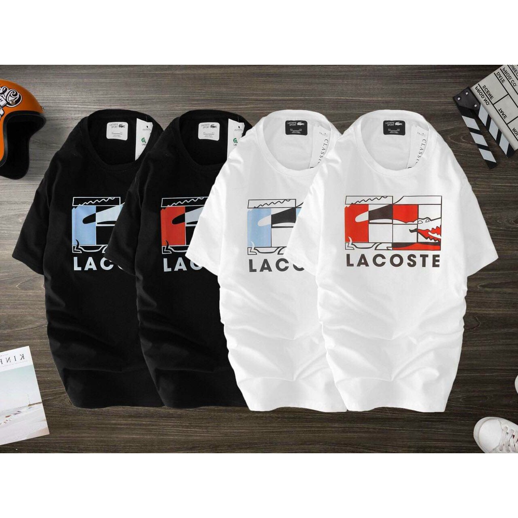 Áo Thun cotton In Chữ Lacoste Cổ Điển + Thẻ