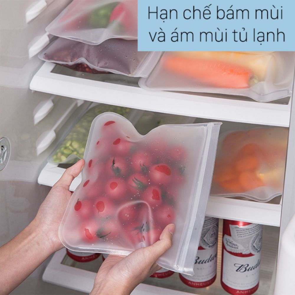 Túi zip chống thấm nước bảo quản thực phầm, giúp sắp xếp tủ lạnh gọn gàng hơn