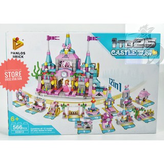 Lego PanlosBrick 633012 Lắp Ráp Lâu Đài Vui Vẻ Kết Hợp Từ 12 Minishop ( 566 Mảnh )