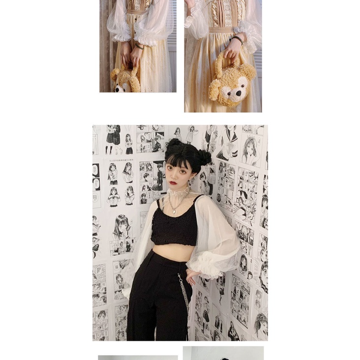 Giảm Giá Bán Chạy~Áo Sơ Mi lolita Bằng Lụa Voan Màu Bạc Dễ Phối Đồ Phong Cách lolita