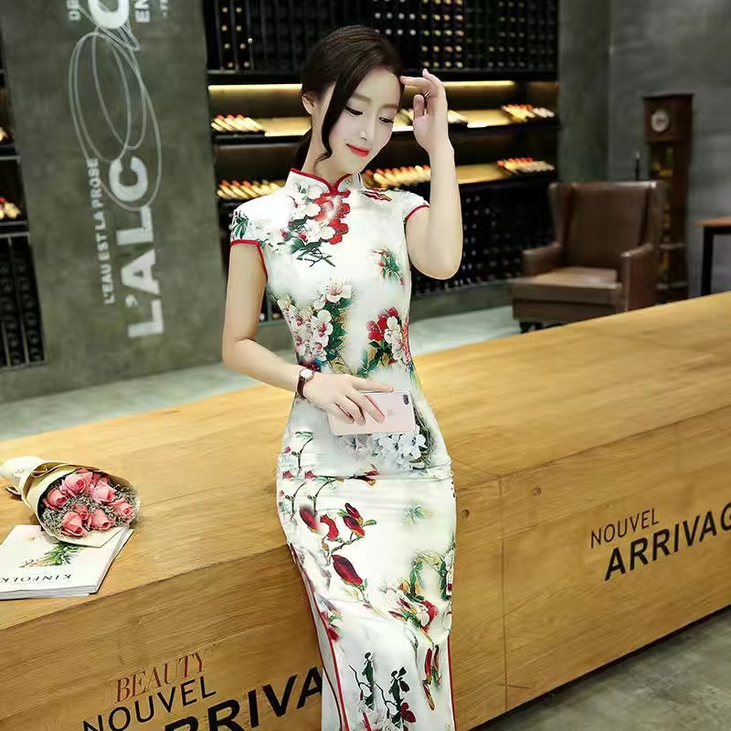 Sườn Xám Cách Tân Dáng Dài Phong Cách Thượng Hải Thời Trang Mới 2022 Cho Nữ