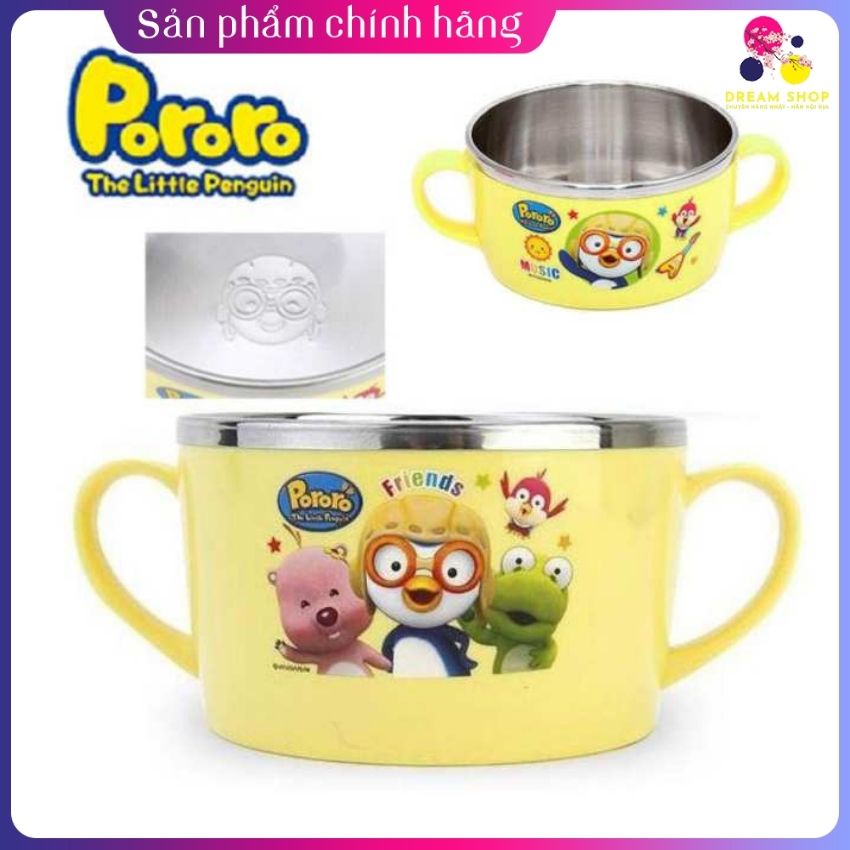 Bát ăn Inox cho bé có tay cầm Pororo size nhỏ 9,5 x 5 cm -Dreamshop.vn