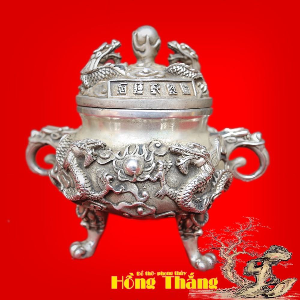 lư trầm bạc(đồ đồng, phong thuỷ thờ cúng, dùng để xông trầm hương)