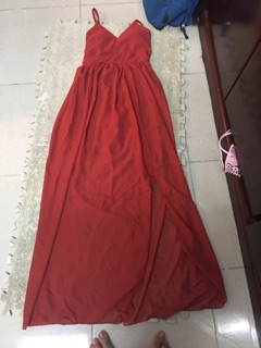 Váy maxi đan lưng xẻ tà