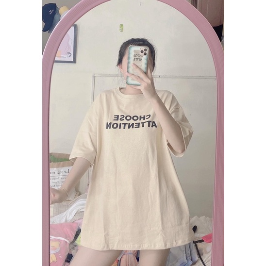 Áo thun cotton tay lỡ dáng rộng unisex -choose