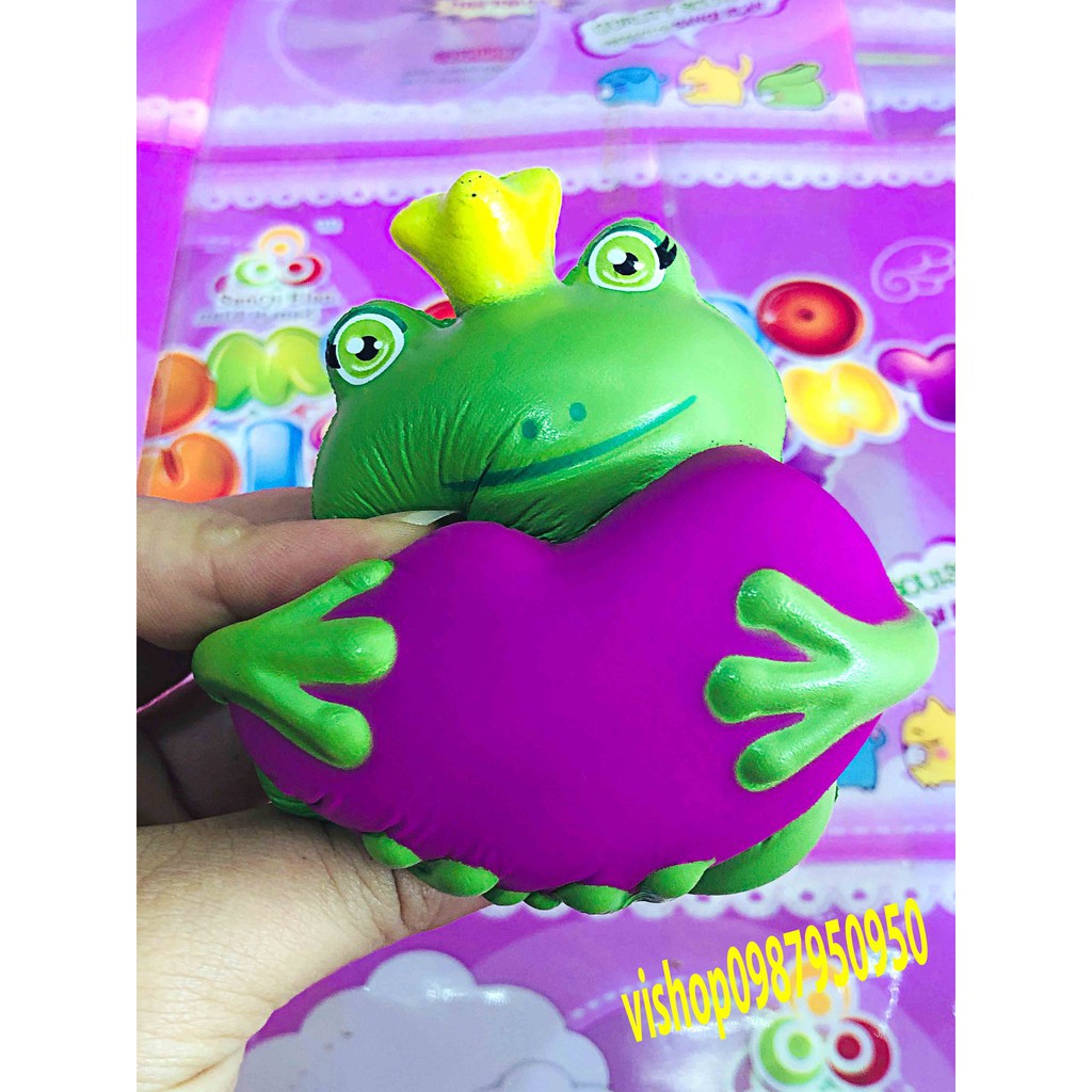 ĐỒ CHƠI SQUISHY ẾCH ÔM TRÁI TIM mã FTC48 Vgod