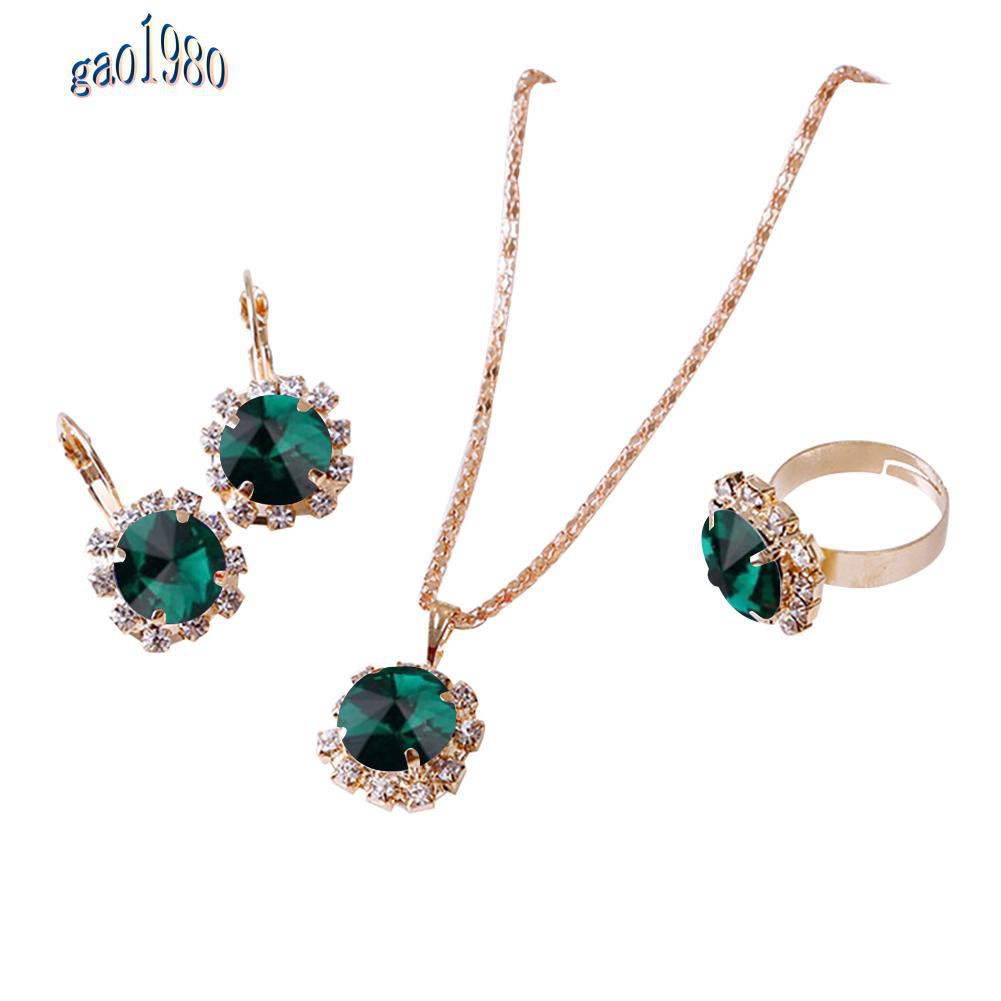 Set Vòng cổ Và Đôi Khuyên Tai Đính Đá Pha Lê Thời Trang Dành Cho Nữ