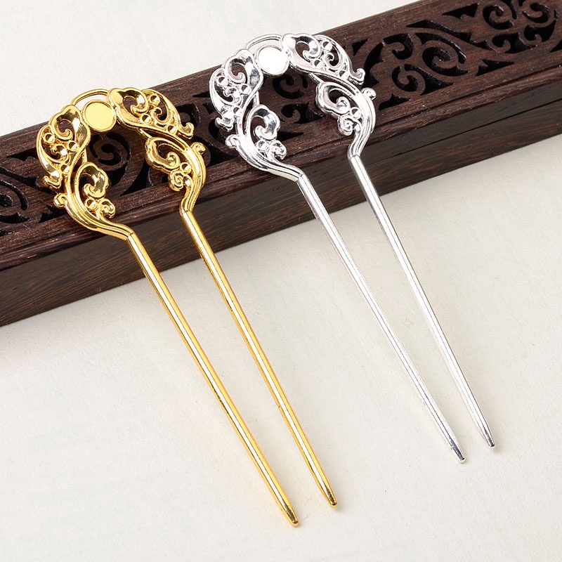 1 cán trâm đúc họa tiết đôn hoàng 40*105mm nguyên liệu làm trâm làm trang sức cổ trang cosplay cổ phục có màu KC