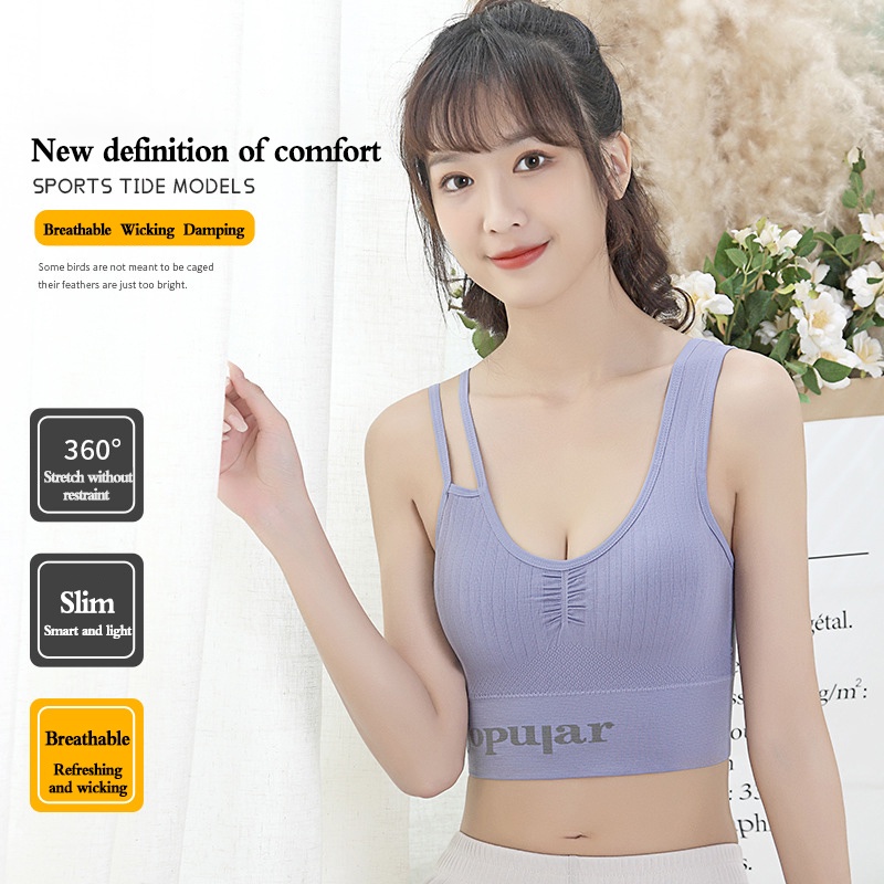 Áo Bra tập Gym &amp; Yoga Thun Dệt Có Mút Sẵn - Cách Điệu Dây Vai Cho Chị Em Trẻ Trung Năng Động