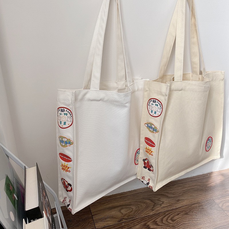 Túi Tote Vải Canvas Size Lớn Trang Trí Đơn Giản