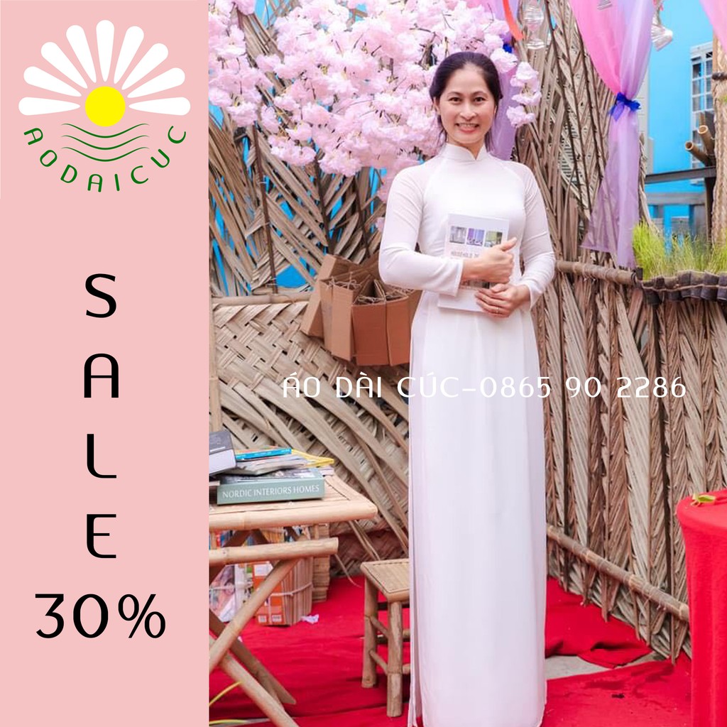 [VIDEO THẬT-SALES 30%] ÁO DÀI TRUYỀN THỐNG, ÁO DÀI TRƠN, MÀU TRẮNG KEM - T02