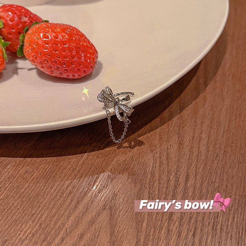 Khuyên Kẹp Vành Tai Hình Nơ Tua Rua Đính Đá Zircon Cá Tính Hợp Thời Trang Phong Cách Hàn Quốc Cho Nữ