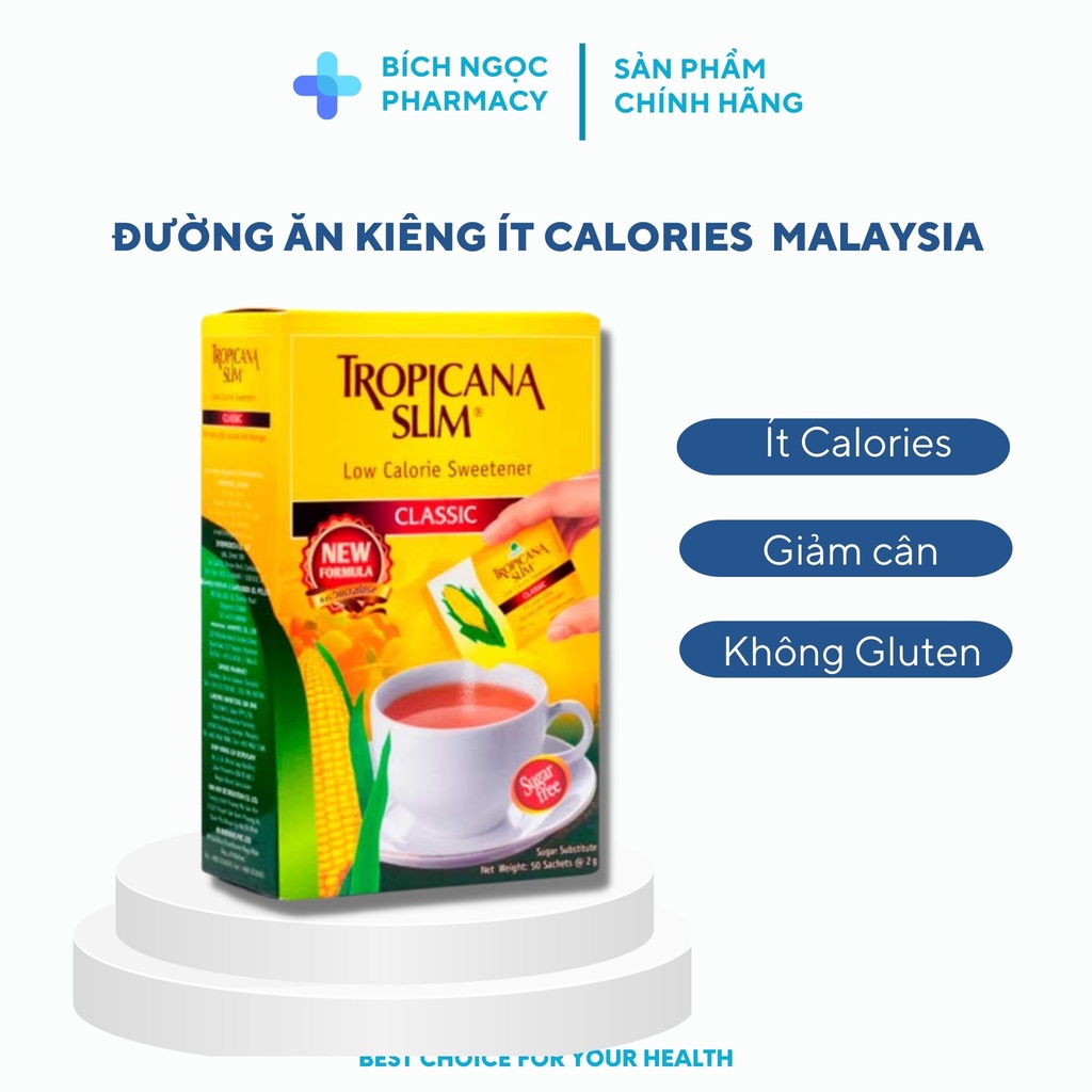 Đường bắp ăn kiêng Tropicana Slim Classic dành cho người Tiểu đường - Hộp 50 gói