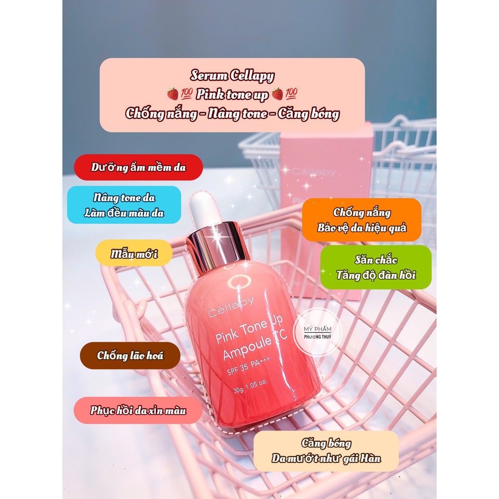 Tinh chất chống nắng dưỡng trắng - căng bóng Cellapy Pink Tone Up Ampoule