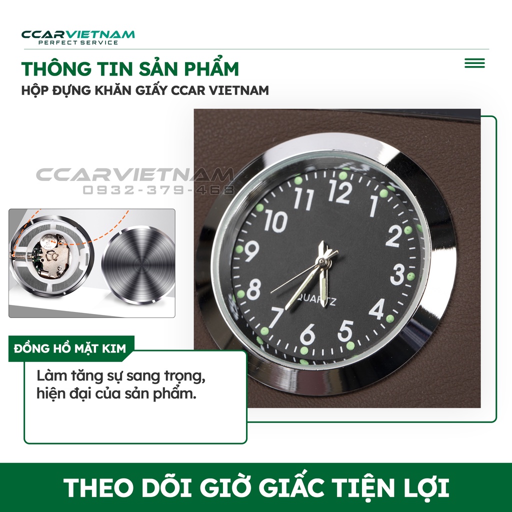 Hộp Đựng Giấy Ăn Cao Cấp Trên Xe Oto (3 in 1) - Phụ Kiện Trang Trí Tablo Sang Trọng