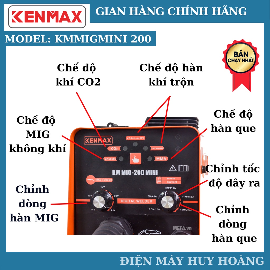 Máy hàn mig mini 200 Kenmax - Máy hàn MIG đa năng tặng full phụ kiện