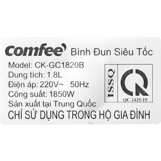 Ấm Siêu Tốc Comfee CK-GC1820B, Ấm Đun Siêu Tốc 1.8 Lít