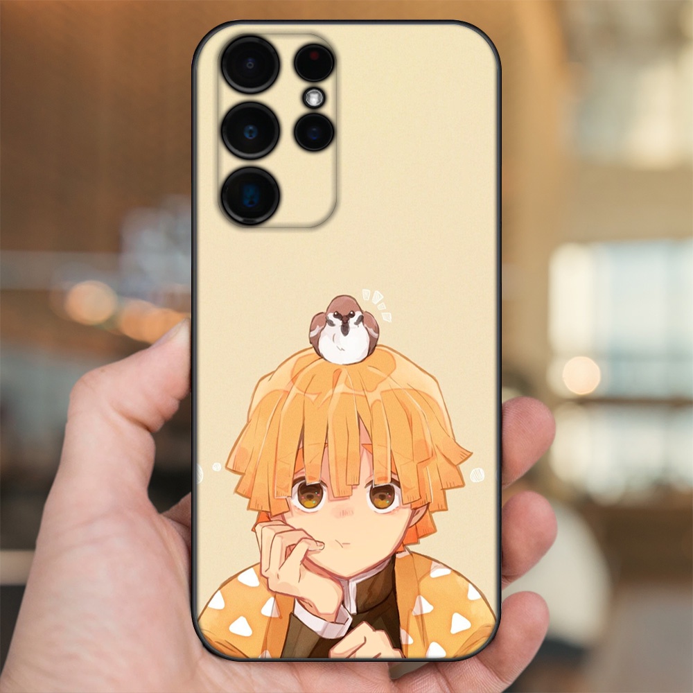 Ốp lưng Samsung S21 Ultra, S22 Ultra viền đen in hình Zenitsu Kimetsu no Yaiba