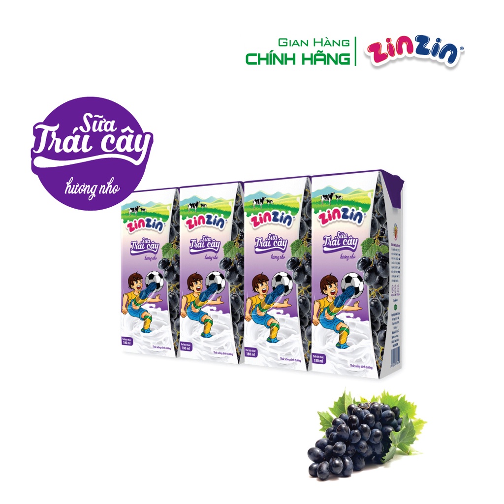 Thùng 48 hộp Sữa trái cây ZinZin hương nho 180ml