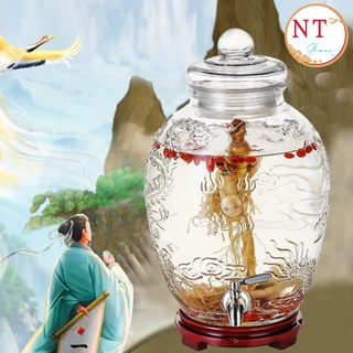 Bình ngâm rượu thuỷ tinh 6 lít Rồng Phụng (Có van hoặc không van)