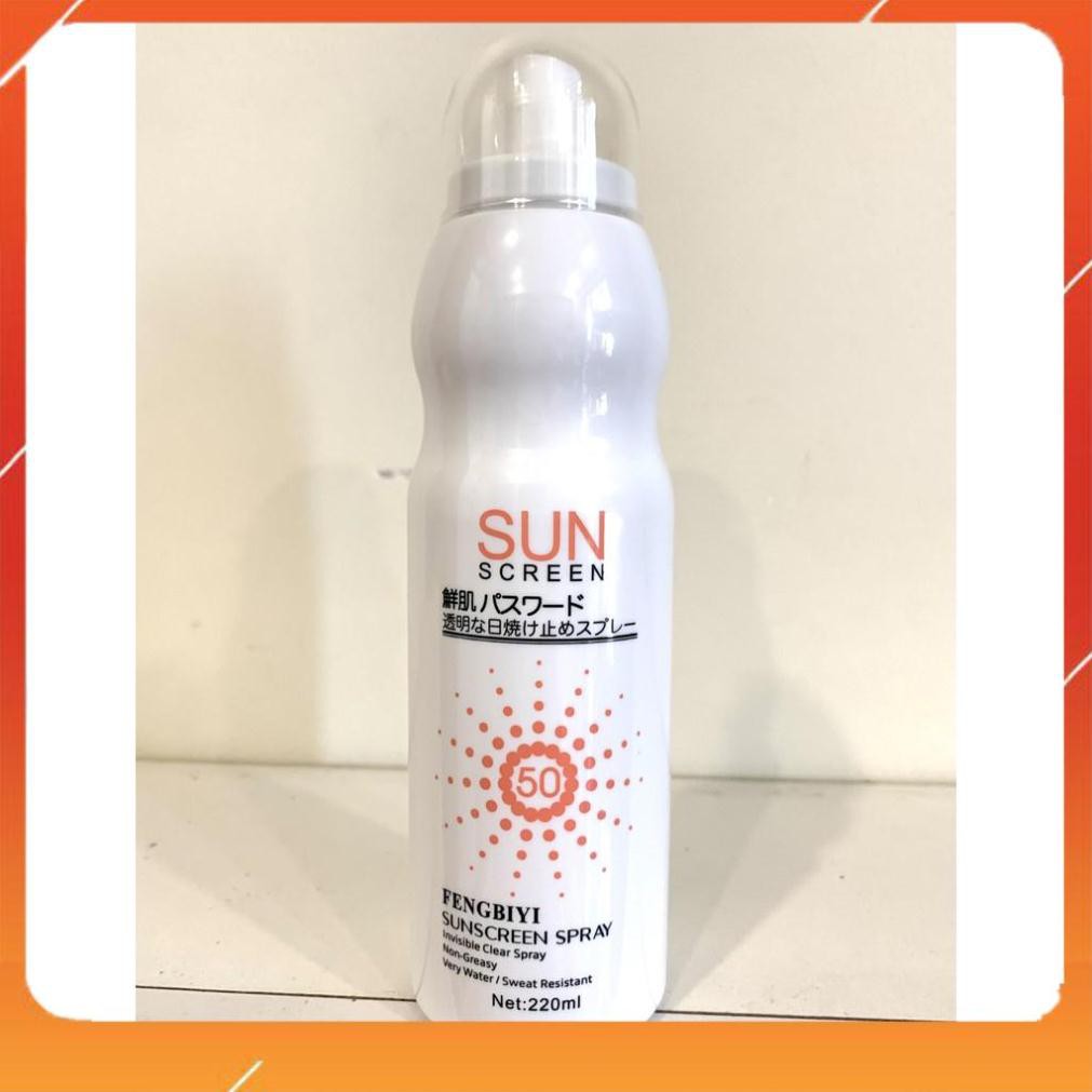 Kem chống nắng cho da mặt và toàn thân Sunscreen Spray Fengbiyi 220ml SPF50, giúp bảo vệ da khỏi các tác hại bên ngoài | BigBuy360 - bigbuy360.vn