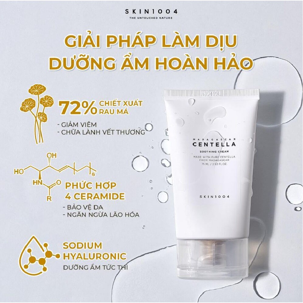 [Hàng Công Ty] Kem Dưỡng Ẩm Rau Má Cho Da Mụn &amp; Nhạy Cảm - Skin1004 Madagascar Centella Cream 75ml