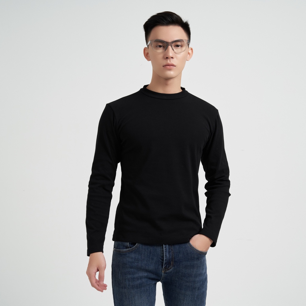 Áo Thun Nam Dài Tay Krik Chất Liệu Nỉ Cao Cấp Thiết Kế Cổ 3 Phân Giữ Ấm Tốt Form Slimfit Ôm Body AN8033 | BigBuy360 - bigbuy360.vn