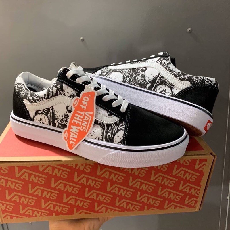 Giày thể thao nam nữ vans in đầu lâu, giày old skool skulls