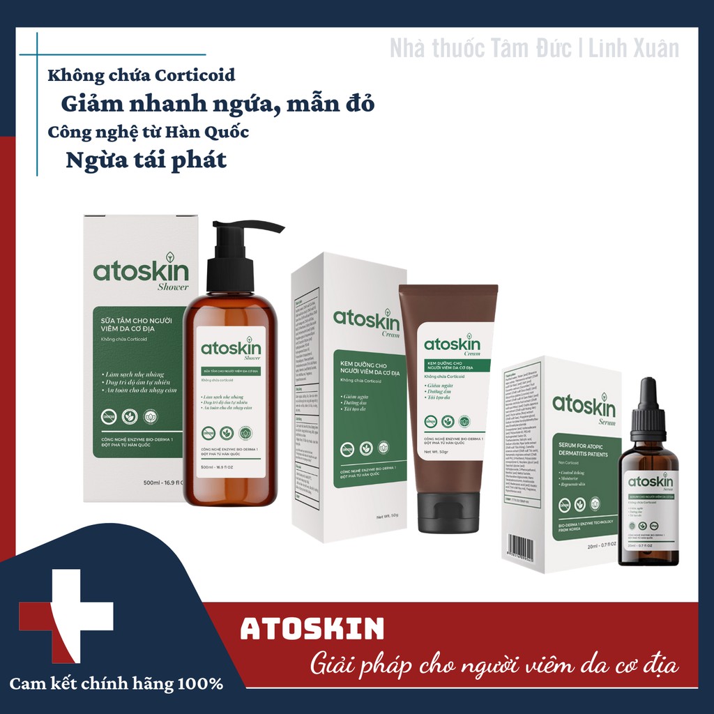ATOSKIN - Bộ sản phẩm cho da cơ địa [sữa tắm/ shower, serum, kem, cream] [Atokin, autoskin]