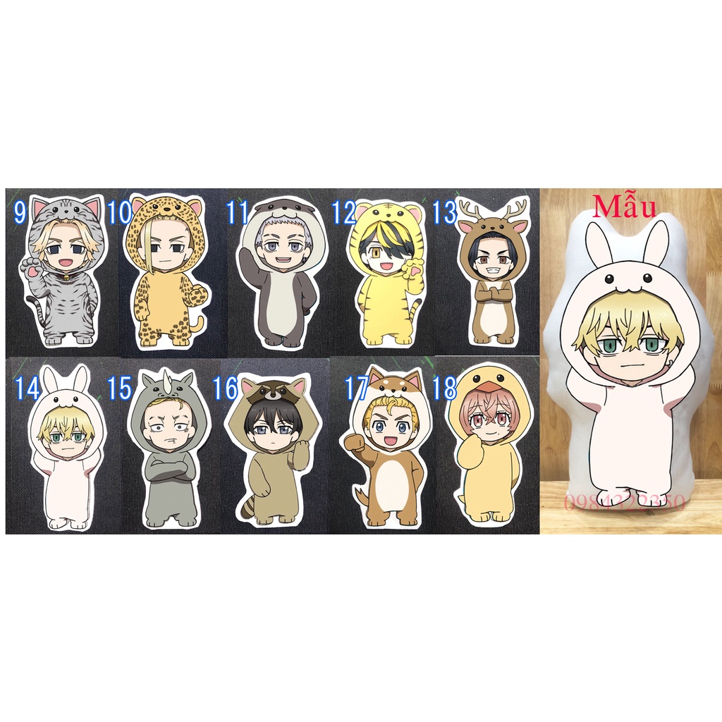 Gối ôm gối ngủ 2 mặt chibi mikey chifuyu matsuno Ryuguji Ken Kazutora Hanemiya TokyoRevengerss Kịch Trường Của Takemichi