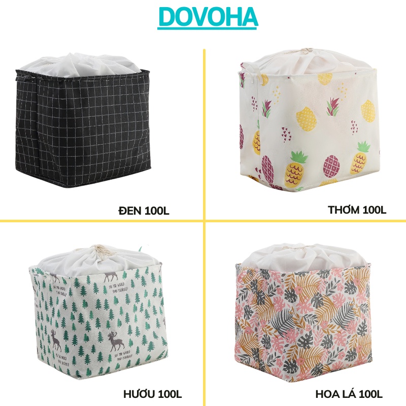Túi vải đựng quần áo chăn màn đồ dơ giỏ vải canvas vuông đựng đồ đa năng gấp gọn DOVOHA TV13