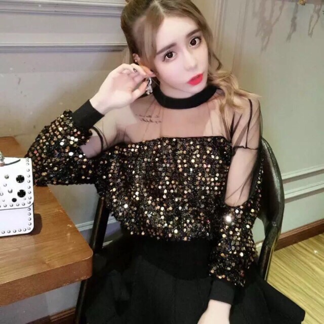 Áo kim sa phối lưới