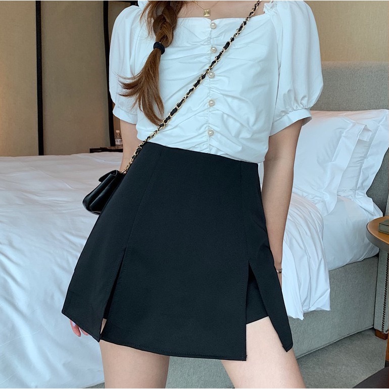 Quần giả váy nữ chữ A cạp cao xẻ tà có bigsize đẹp phong cách trẻ trung duyên dáng năng động Mely Fashion CV11