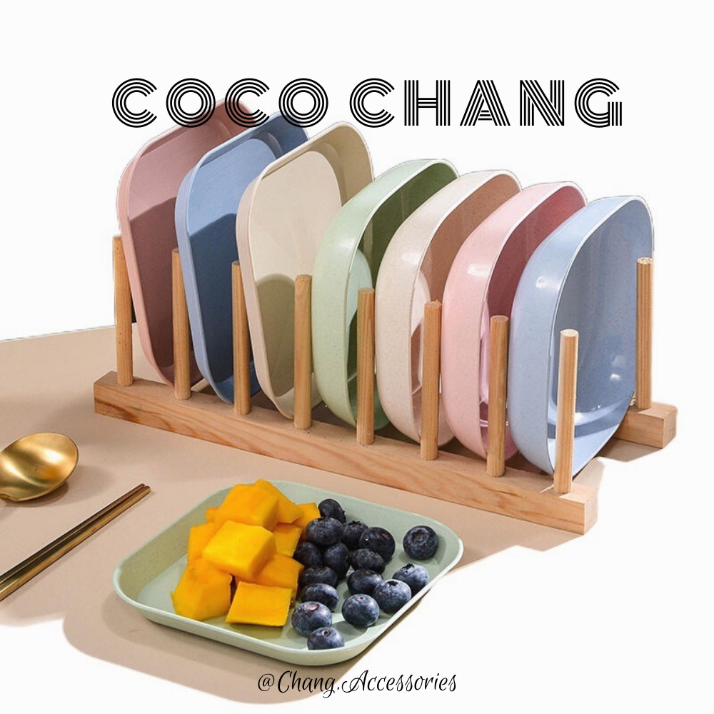 Đĩa nhựa lúa mạch, set 8 đĩa lúa mạch vuông tròn nhiều màu đựng hoa quả, trái cây đồ ăn tiện lợi - Cocochang
