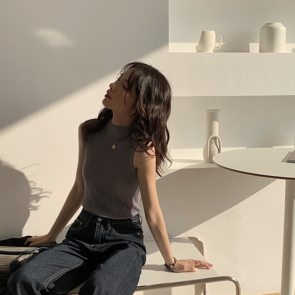 Xiaozhainv Áo Không Tay Thời Trang Mùa Hè Hàn Quốc 6 Màu