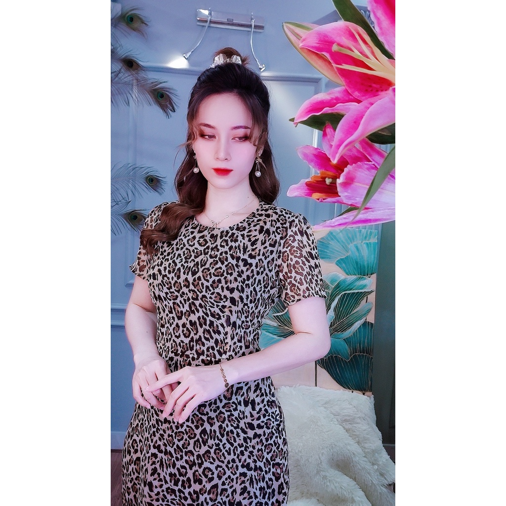Đầm xòe đuôi cá họa tiết da beo 1325