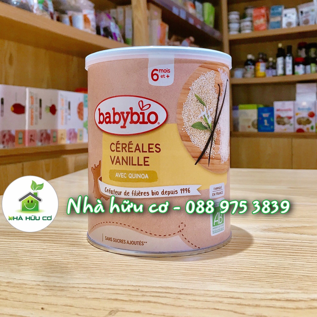 Bột ăn dặm + lắc sữa hữu cơ cho bé vị vani bổ sung vitamin B1 Babybio 220g (≥ 6 tháng) - Date: 5/04/2024 - Nhà hữu cơ
