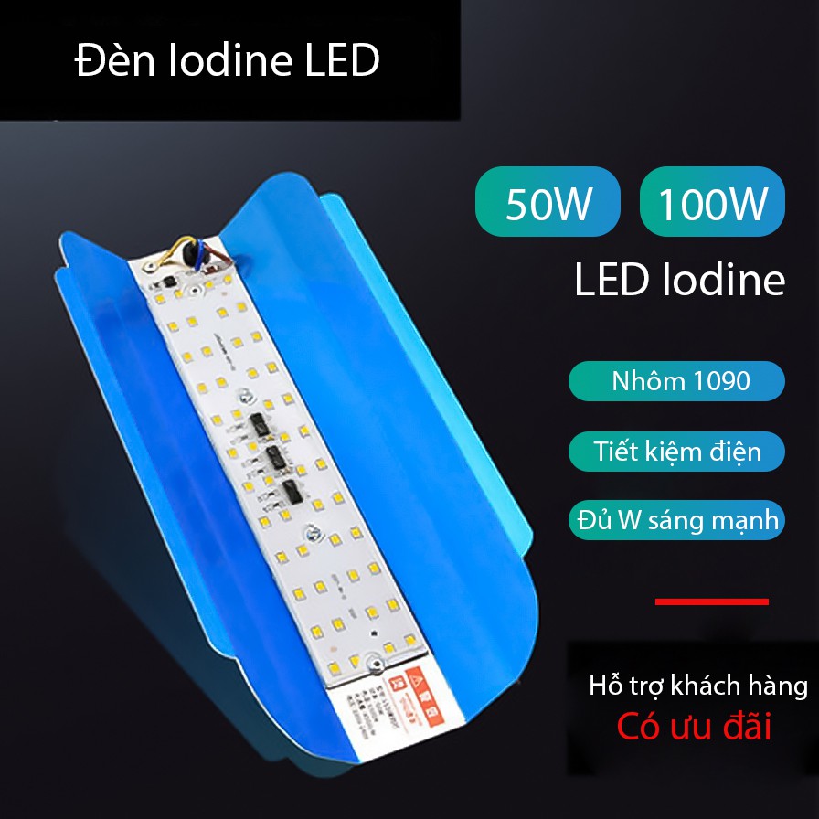 Đèn iốt Đèn tungsten Iodine 50W 100W Chất liệu nhôm 1090 tiết kiệm điện ánh sáng màu trắng cực sáng chống nước