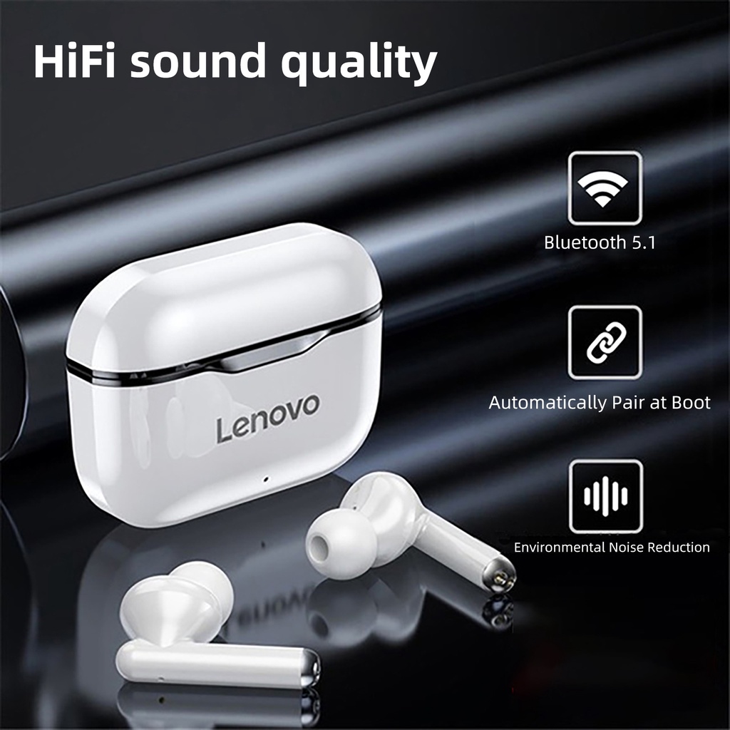 Set 2 Tai Nghe Nhét Tai Không Dây Lenovo LP1 Tương Thích Bluetooth Chống Thấm Nước