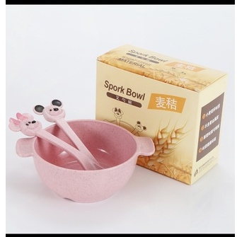 Bộ Bát ăn LÚA MẠCH MICKEY kèm thìa và dĩa cho bé