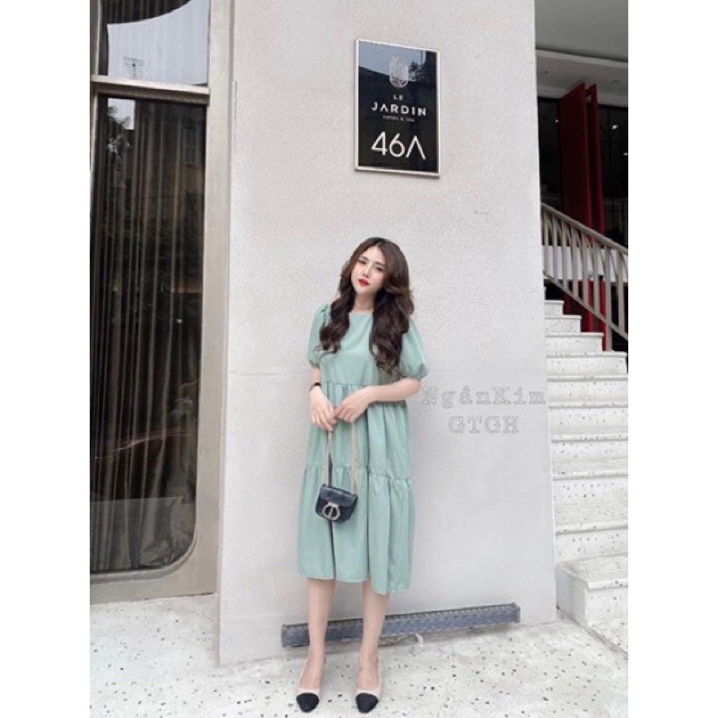 Váy Bầu ,Đầm bầu dáng xuông ,tay bồng ,đuôi cá ,mặc đi làm ,đi chơi, freesize 43-68kg VB23