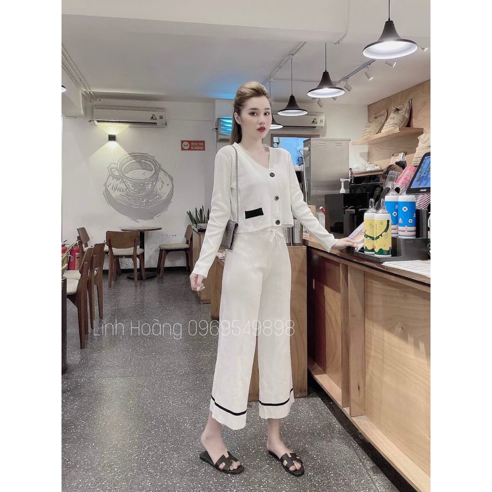 SET BỘ LEN DÀI TAY VIỀN TÚI QUẦN ỐNG SUÔNG MẶC ĐI DẠO PHỐ