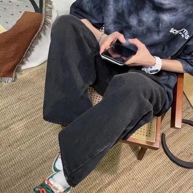 Quần Jean Dài Dáng Rộng Cỡ Lớn Thoải Mái Phong Cách Hip Hop Hàn Quốc Thời Trang Cho Nam Size S-5XL