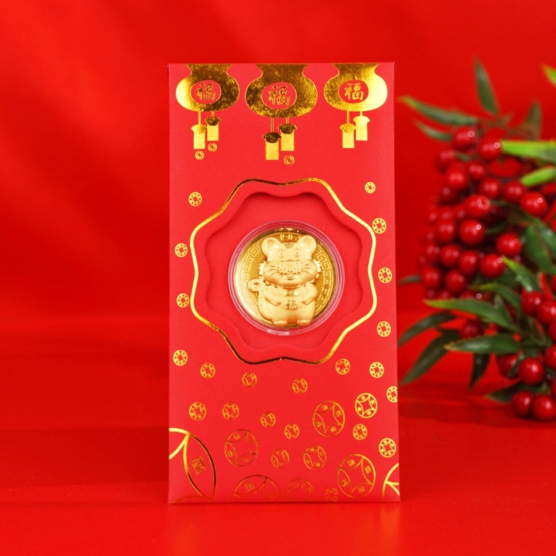 [TẾT 2023] Bao Lì Xì Mạ Vàng thần tài, mạ vàng mèo may mắn