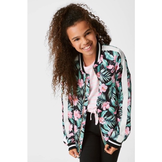 Bomber lụa satin bé gái