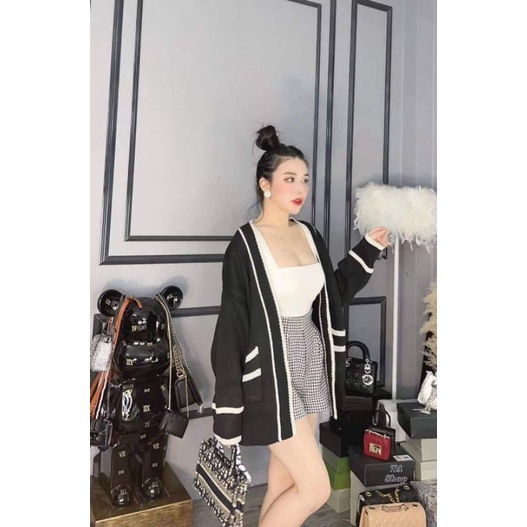 Áo khoác len viền hàng QC