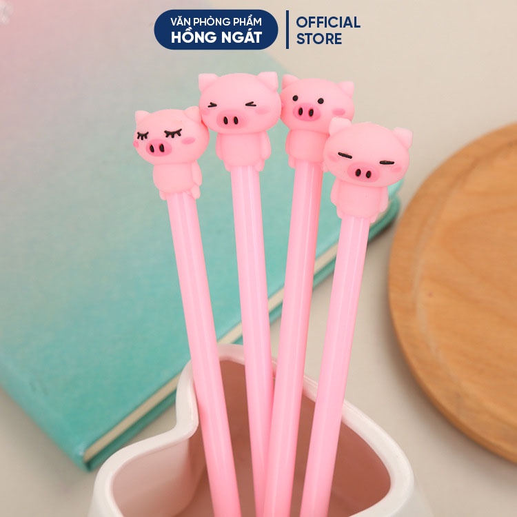 Bút bi cute con heo hồng, bút bi nước mực gel đen ngòi 0.5mm nhiều màu dễ thương đồ dùng học tập văn phòng phẩm B18